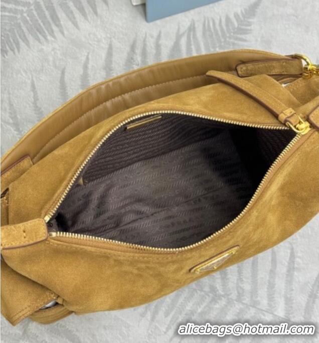 Top Grade Prada Explore large suede shoulder bag 1BC264 Cinnamon Brown 2025