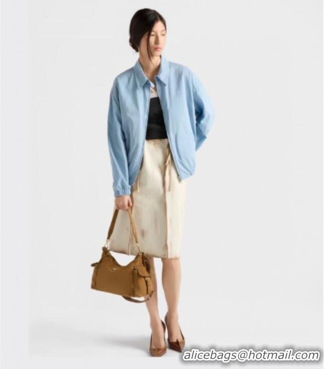 Top Grade Prada Explore large suede shoulder bag 1BC264 Cinnamon Brown 2025