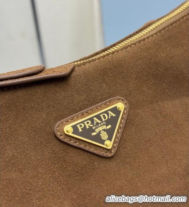 Market Sells Prada Explore large suede shoulder bag 1BC264 Dark Brown 2025