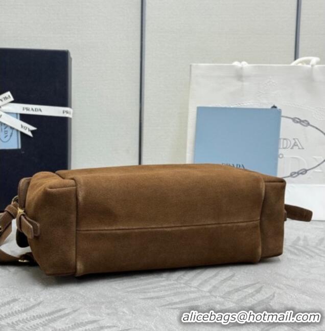 Market Sells Prada Explore large suede shoulder bag 1BC264 Dark Brown 2025