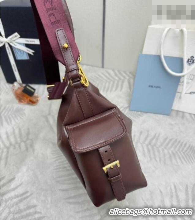 New Fashion Prada Explore large nappa leather shoulder bag 1BC264 Burgundy 2025