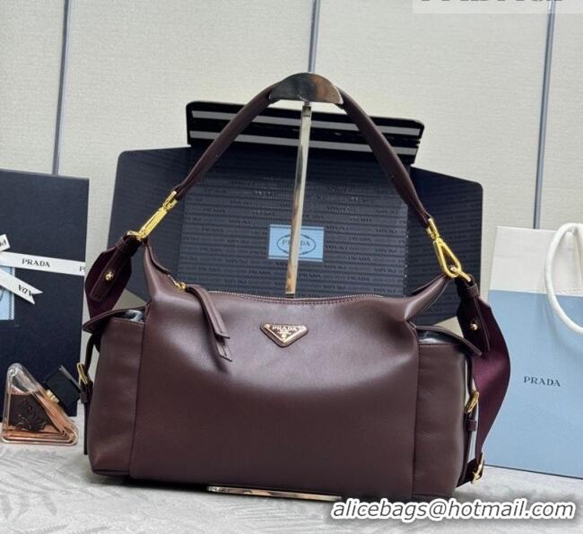 New Fashion Prada Explore large nappa leather shoulder bag 1BC264 Burgundy 2025