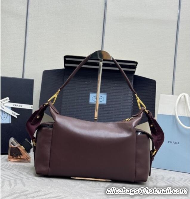 New Fashion Prada Explore large nappa leather shoulder bag 1BC264 Burgundy 2025