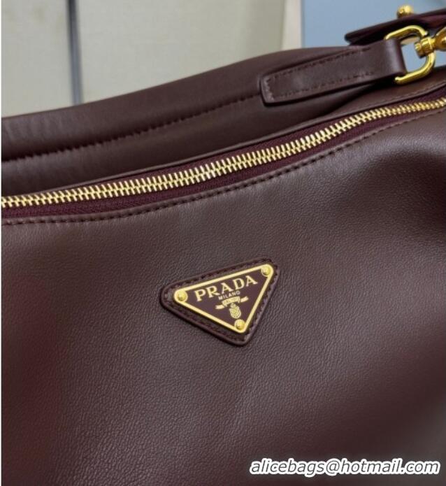 New Fashion Prada Explore large nappa leather shoulder bag 1BC264 Burgundy 2025