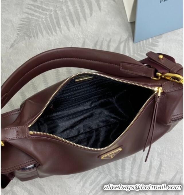 New Fashion Prada Explore large nappa leather shoulder bag 1BC264 Burgundy 2025