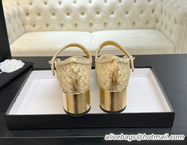 Grade Quality Chanel Mesh & Sequins Mary Janes Pumps CH122302 Gold 2026