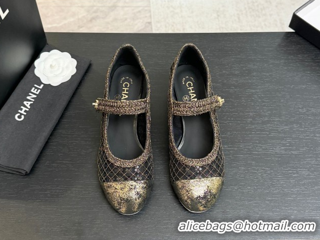 Top Grade Chanel Mesh & Sequins Mary Janes Pumps CH122302 Black 2026