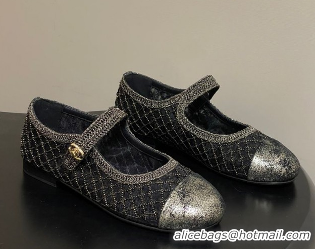Unique Style Chanel Mesh & Sequins Mary Janes Flat CH122302 Black 2026