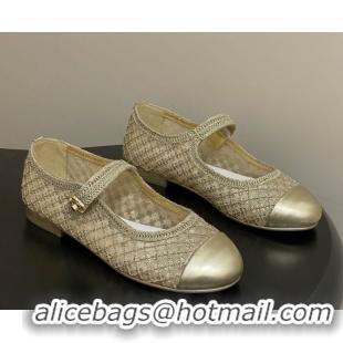 Good Looking Chanel Mesh & Sequins Mary Janes Flat CH122302 Gold 2026