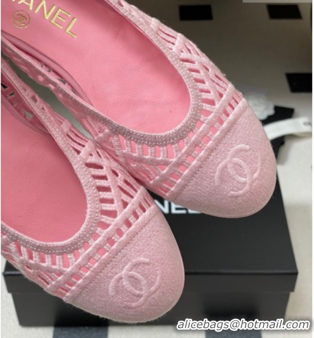 Shop Duplicate Chanel Embroidered Cotton Ballet Flats G46984 Pink 2026