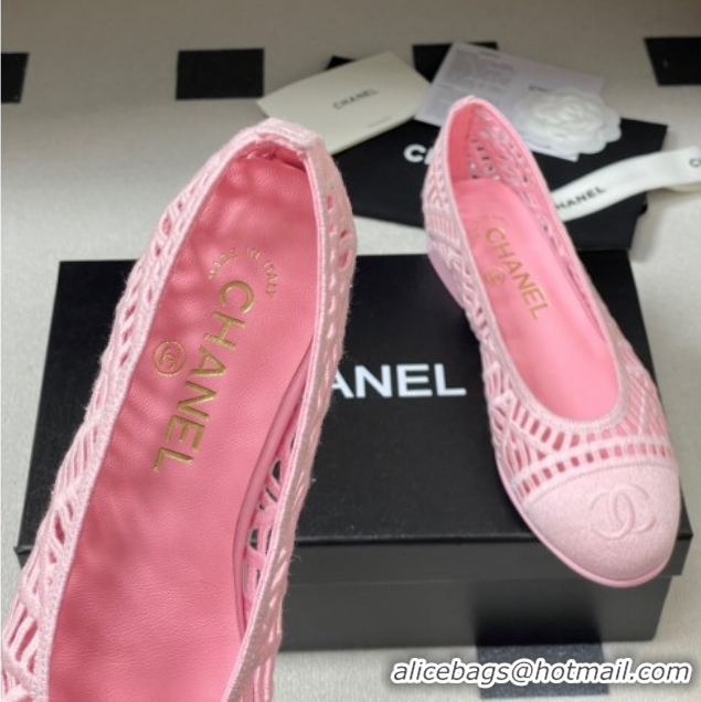 Shop Duplicate Chanel Embroidered Cotton Ballet Flats G46984 Pink 2026