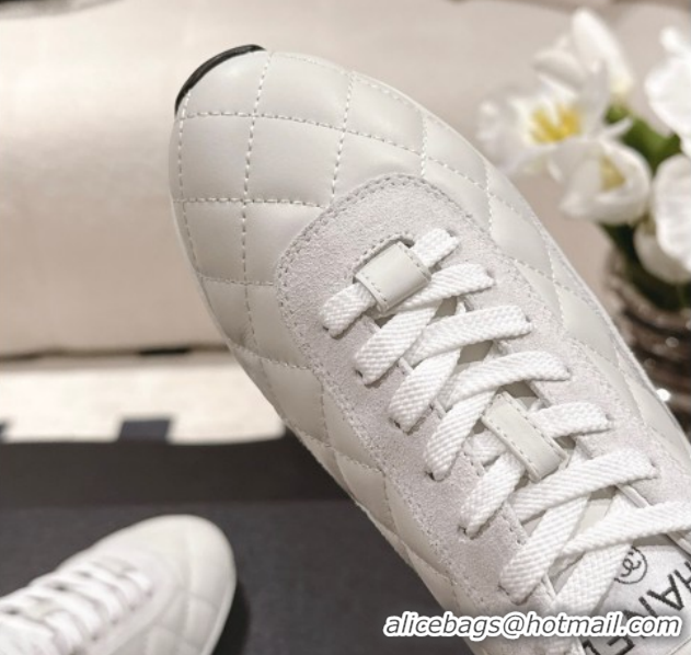 Low Cost Chanel Calfskin Leather Sneakers G47014 White 2026