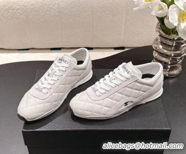Low Cost Chanel Calfskin Leather Sneakers G47014 White 2026
