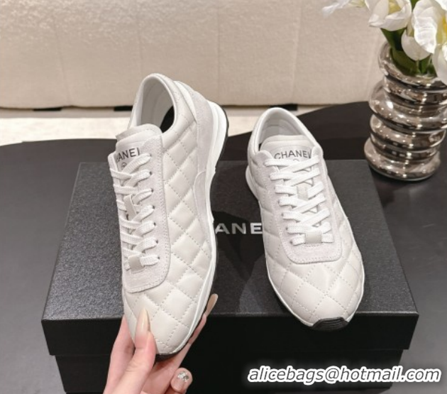 Low Cost Chanel Calfskin Leather Sneakers G47014 White 2026