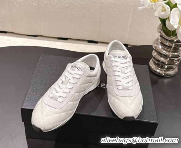 Low Cost Chanel Calfskin Leather Sneakers G47014 White 2026