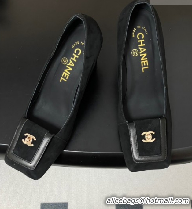 Big Discount Chanel Suede Pumps 9cm with Foldover CH122303 Black 2026