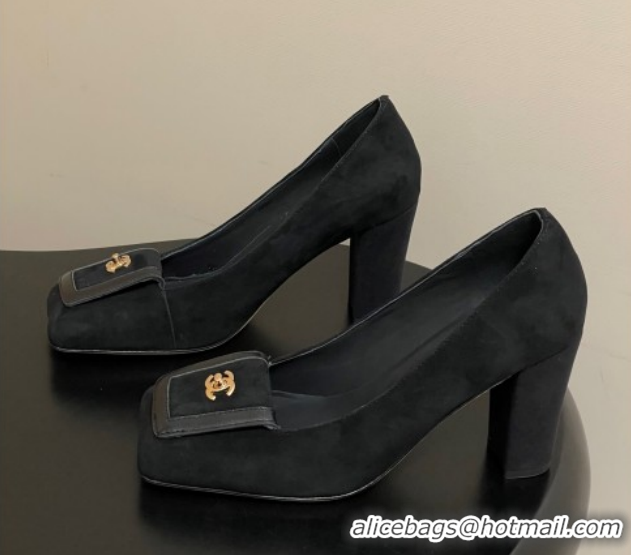 Big Discount Chanel Suede Pumps 9cm with Foldover CH122303 Black 2026