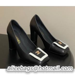Generous Chanel Lambskin Leather Pumps 9cm with Foldover CH122303 Black 2026