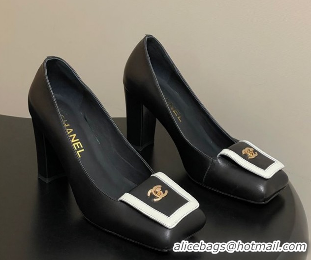 Generous Chanel Lambskin Leather Pumps 9cm with Foldover CH122303 Black 2026