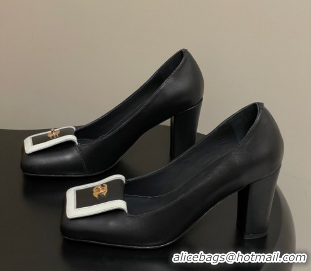 Generous Chanel Lambskin Leather Pumps 9cm with Foldover CH122303 Black 2026