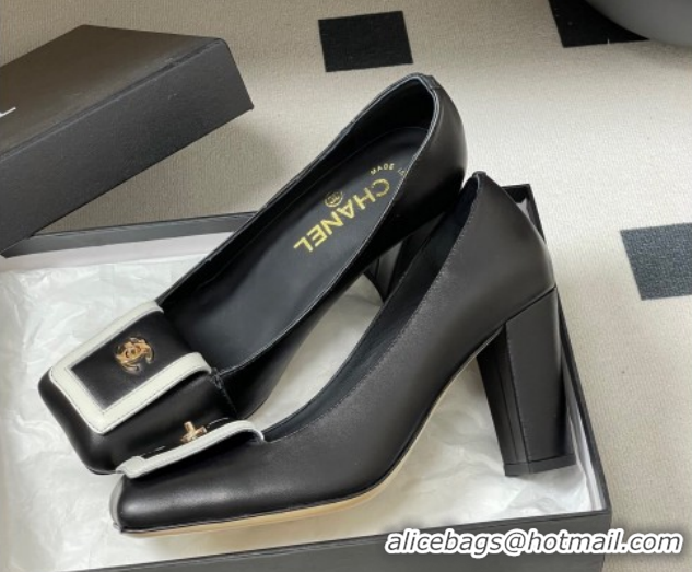 Generous Chanel Lambskin Leather Pumps 9cm with Foldover CH122303 Black 2026