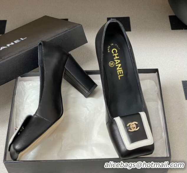 Generous Chanel Lambskin Leather Pumps 9cm with Foldover CH122303 Black 2026