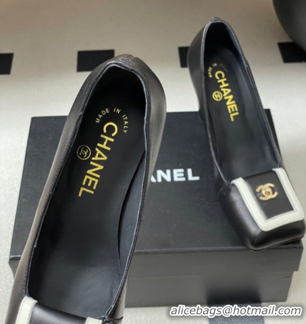Generous Chanel Lambskin Leather Pumps 9cm with Foldover CH122303 Black 2026