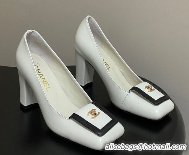 Charming Chanel Lambskin Leather Pumps 9cm with Foldover CH122303 White 2026