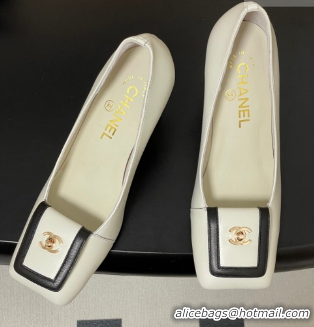 Charming Chanel Lambskin Leather Pumps 9cm with Foldover CH122303 White 2026