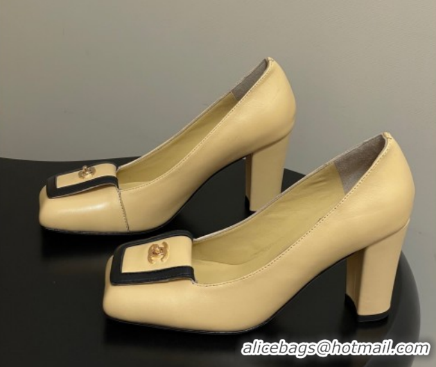 Pretty Style Chanel Lambskin Leather Pumps 9cm with Foldover CH122303 Beige 2026