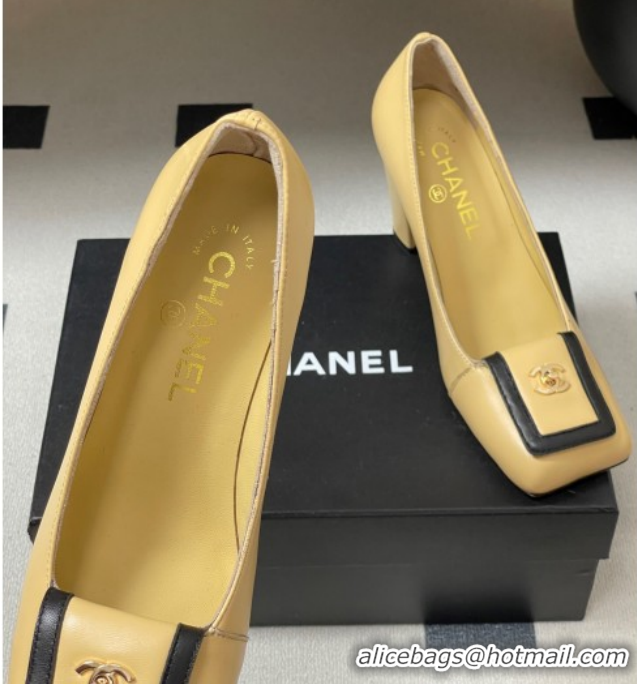 Pretty Style Chanel Lambskin Leather Pumps 9cm with Foldover CH122303 Beige 2026