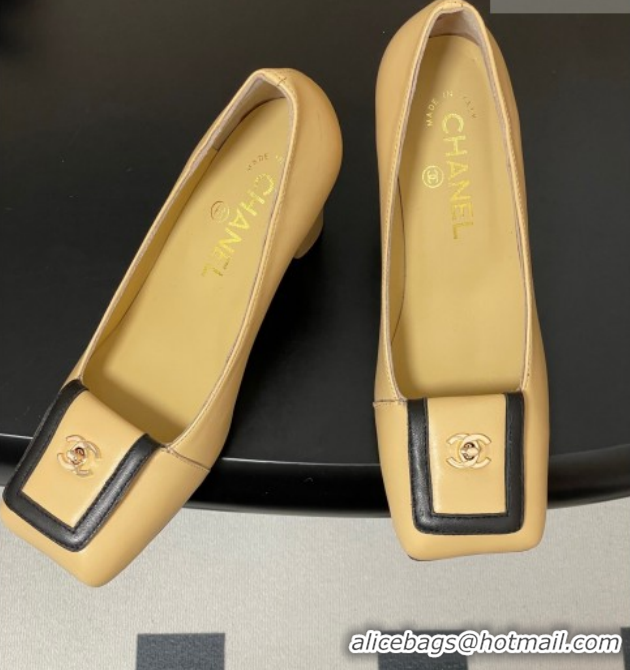 Pretty Style Chanel Lambskin Leather Pumps 9cm with Foldover CH122303 Beige 2026