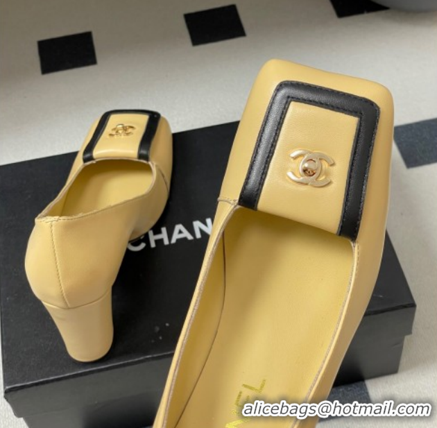 Pretty Style Chanel Lambskin Leather Pumps 9cm with Foldover CH122303 Beige 2026