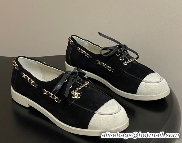 Best Product Chanel Suede Laced-up Loafers G47005 Black 2026