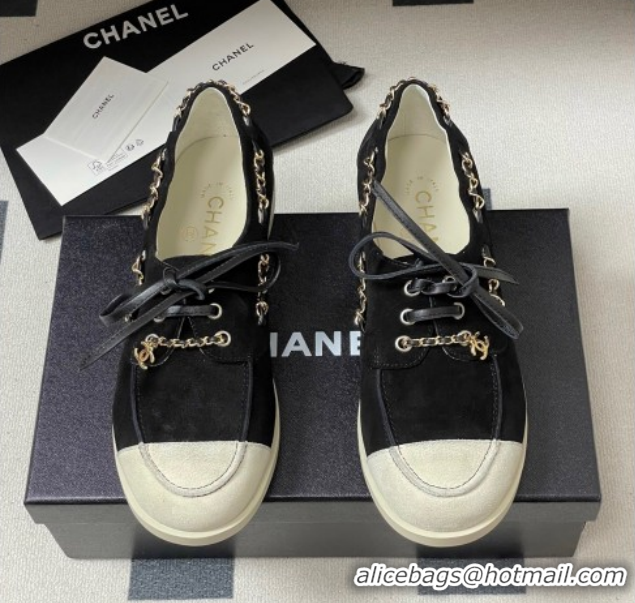 Best Product Chanel Suede Laced-up Loafers G47005 Black 2026