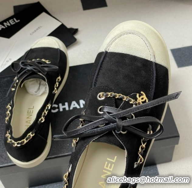 Best Product Chanel Suede Laced-up Loafers G47005 Black 2026
