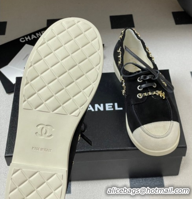 Best Product Chanel Suede Laced-up Loafers G47005 Black 2026