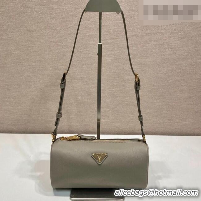 Buy Discount Prada Leather pouch bag 1BC239 Grey 2026