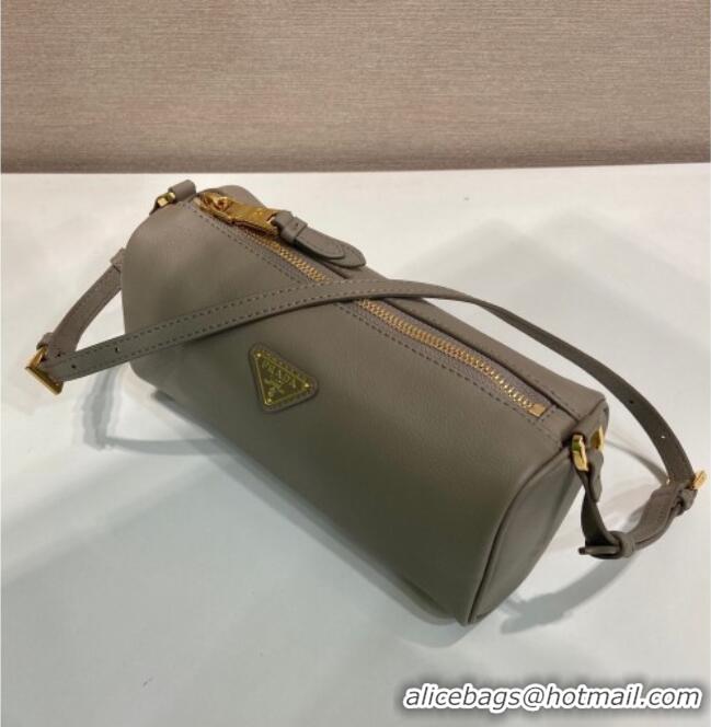 Buy Discount Prada Leather pouch bag 1BC239 Grey 2026