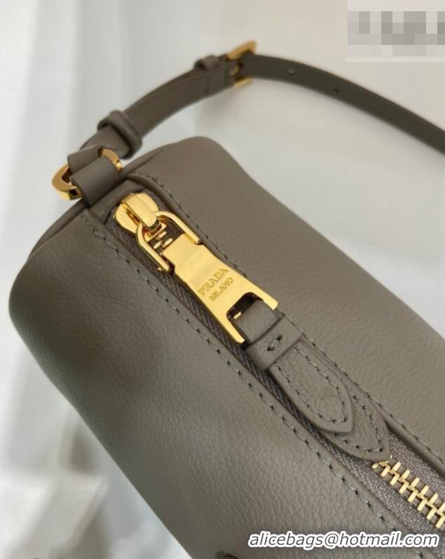 Buy Discount Prada Leather pouch bag 1BC239 Grey 2026