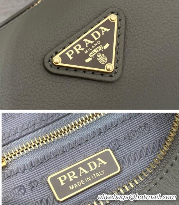 Buy Discount Prada Leather pouch bag 1BC239 Grey 2026