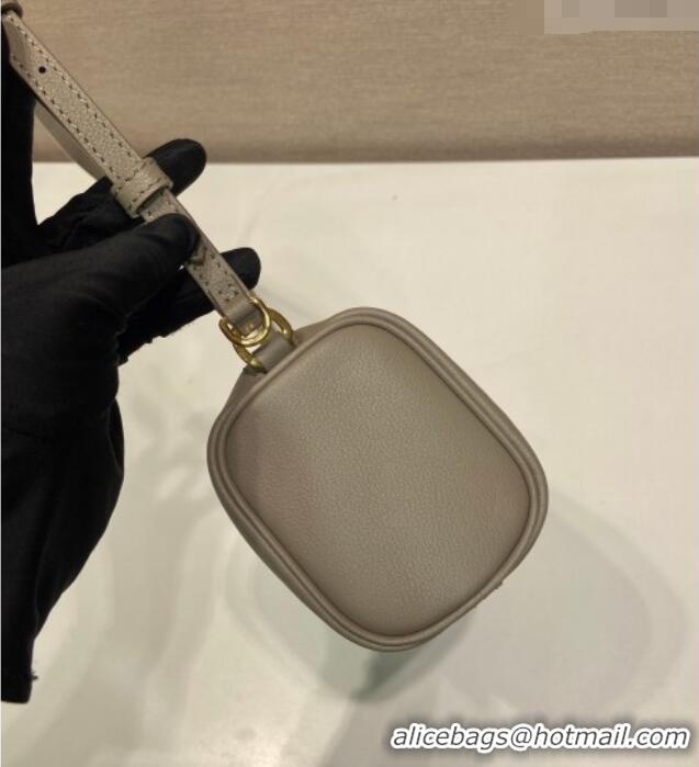 Buy Discount Prada Leather pouch bag 1BC239 Grey 2026