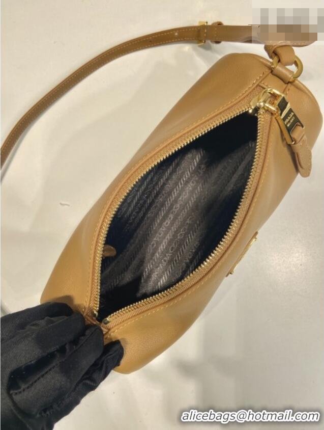 Cheapest Prada Leather pouch bag 1BC239 Light Brown 2026