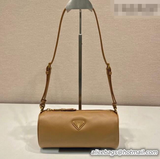 Cheapest Prada Leather pouch bag 1BC239 Light Brown 2026