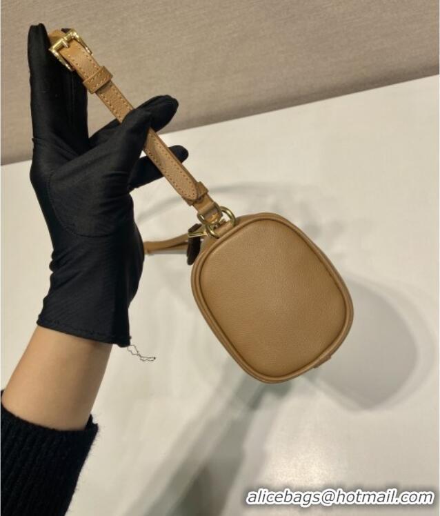 Cheapest Prada Leather pouch bag 1BC239 Light Brown 2026