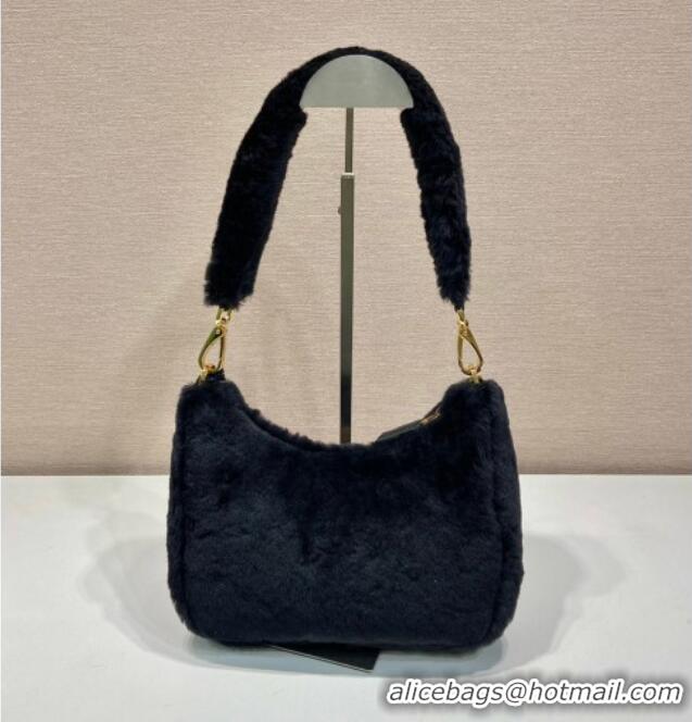Hot Sell Cheap Prada Re-Edition mini shearling bag 1BC204 Black 2026