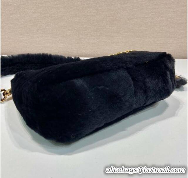Hot Sell Cheap Prada Re-Edition mini shearling bag 1BC204 Black 2026