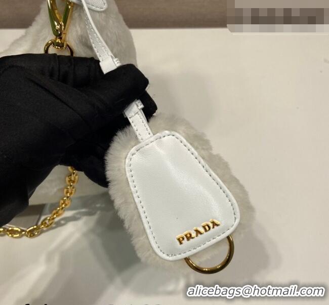 Best Price Prada Re-Edition mini shearling bag 1BC204 White 2026