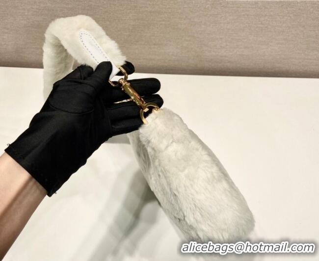 Best Price Prada Re-Edition mini shearling bag 1BC204 White 2026