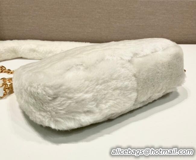 Best Price Prada Re-Edition mini shearling bag 1BC204 White 2026